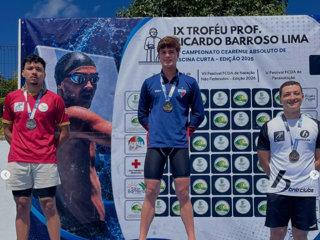 Lucas Machado Lisboa no alto do pódio do IX Troféu Prof. Ricardo Barroso Lima